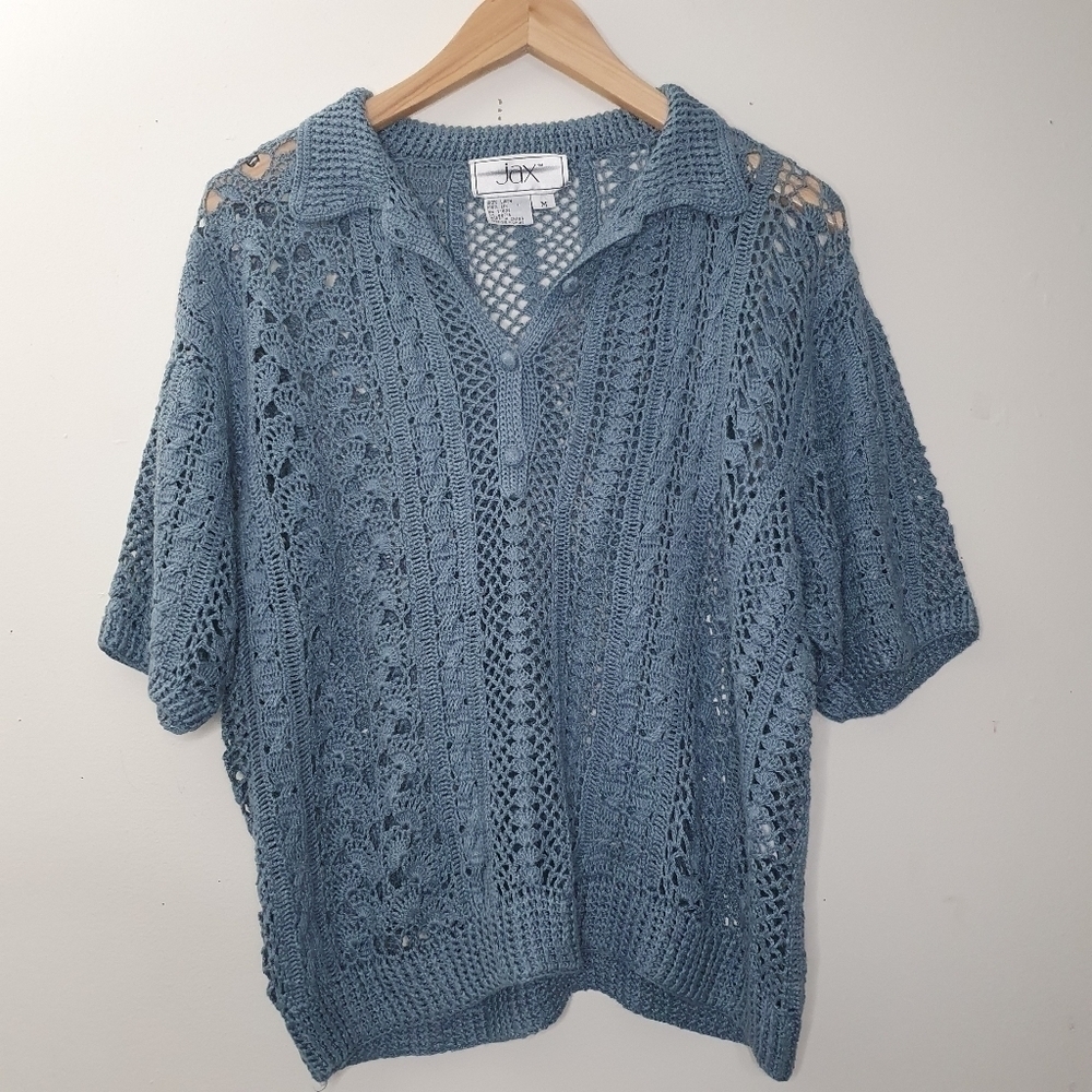 Jax Vintage Styled VNeck Knit Crotchet Size M